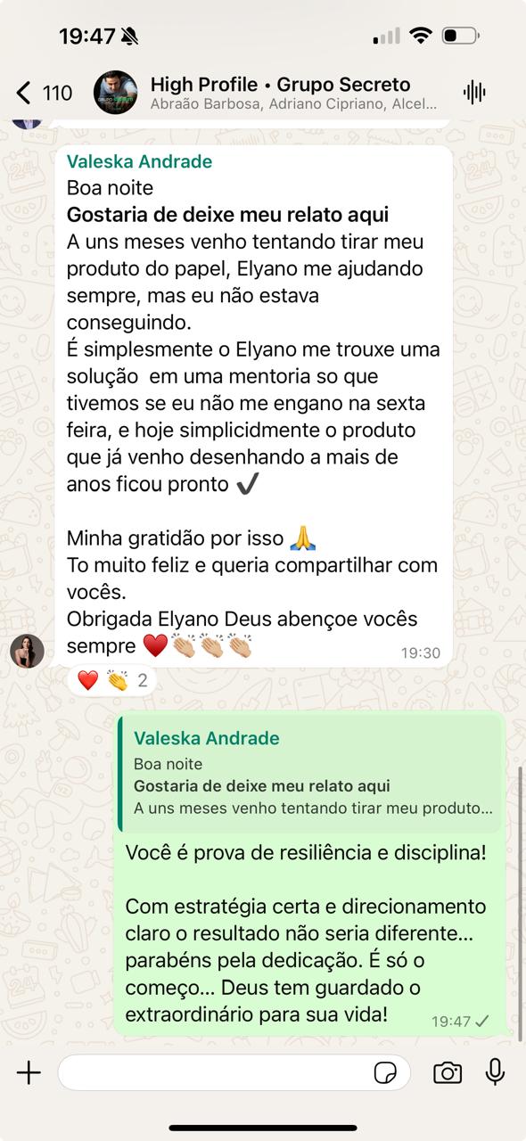 Depoimento de cliente de Elyano Veras
