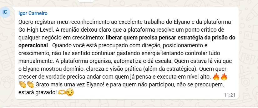Depoimento de cliente de Elyano Veras