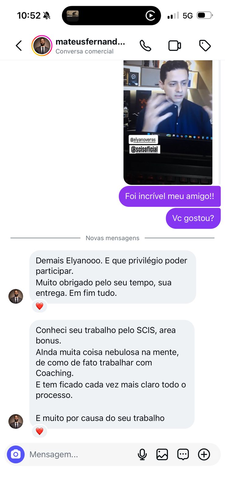 Depoimento de cliente de Elyano Veras